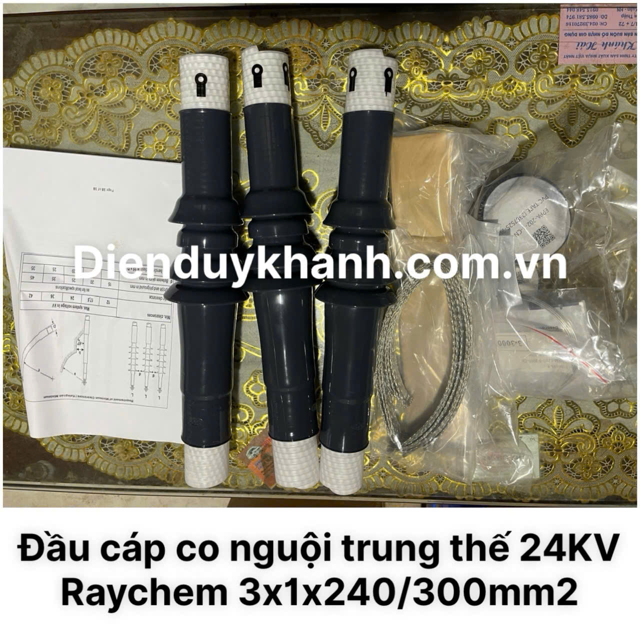 Đầu Cáp Co Nguội Trung Thế 24KV RAYCHEM 3x1x240/300mm2